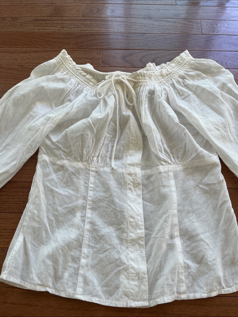DKNY Cream Off-Shoulder Peasant Blouse - Picture 4 of 6
